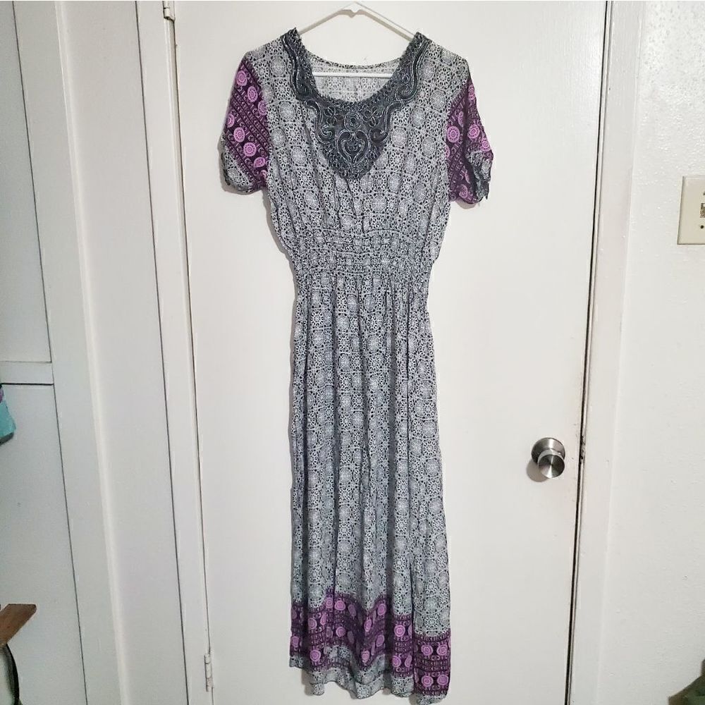 Pasley Print Midi Dress Size Large